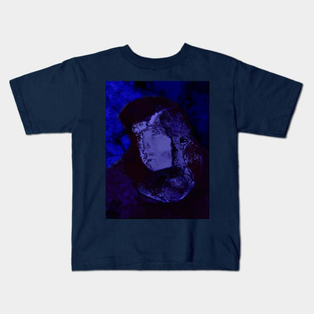 Portrait, digital collage and special processing. Man, knight on street, face. Near some building. Dark blue. Night. Kids T-Shirt by 234TeeUser234